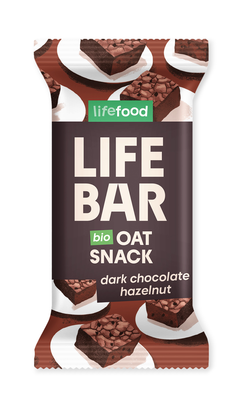 Lifefood Lifebar haverreep dark chocolate hazelnut bio & raw 40g